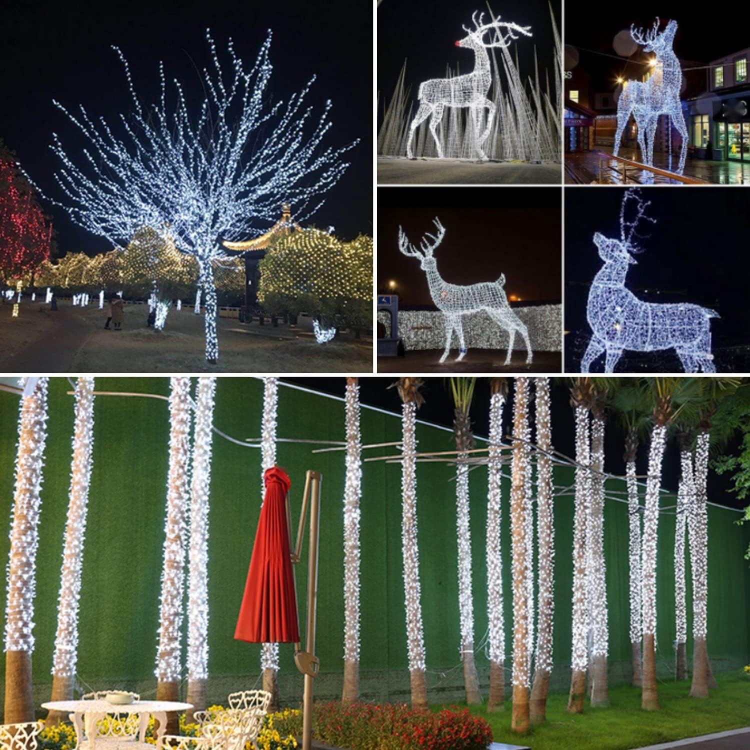 LED Christmas String Lights Outdoor: 33FT 100 Led Indoor Tree Lights - Waterproof 8 Modes Xmas Decorations Lighting - for Holiday Bedroom Wedding House Decor White (Rsh001)